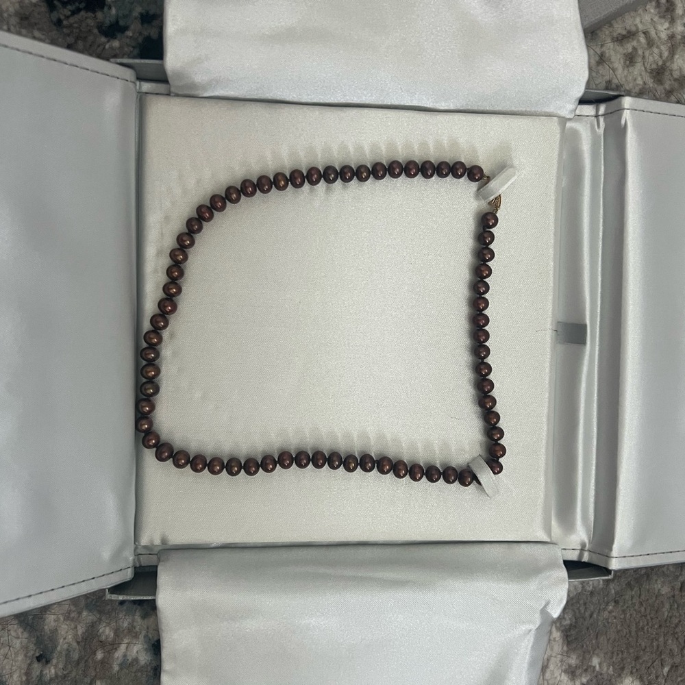 Zales 14K Gold and Brown Freshwater Pearl Set in Box